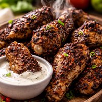 Jerk Wings with Ranch Dipping Sauce Low Carb