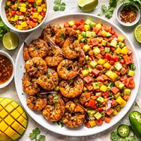 Jerked Shrimp with Melon Salsa