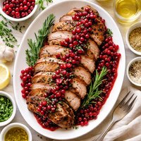Juicy Herbed Pork Loin with Currant Sauce