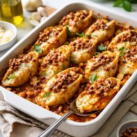 Jumbo Shells Stuffed with Cheese with Meat