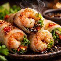 Jumbo Shrimp Rolls with a Sweet Soy Sauce