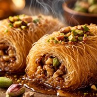 Kadaifi Greek Pastry with Nuts and Syrup
