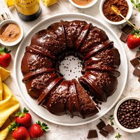Kahlua Cake with Chocolate Glaze