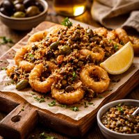 Kalamari with Anchovy and Olive Sauce