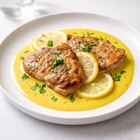 Kalbsshnitzel in Currysosse Veal Steaks Lemon Curry