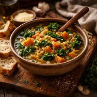 Kale Sweet Potato and White Bean Soup