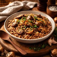 Kasha and Cremini Mushrooms