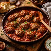 Keftaides Me Saltsa Meatballs in Sauce