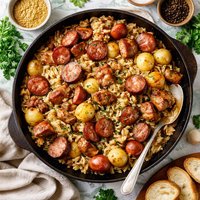 Kielbasa Kraut and Pork Dinner