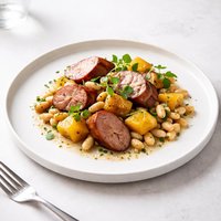 Kielbasa with Pineapple and White Beans