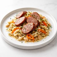 Kielbasa with Sauerkraut Carrots White Beans and Dill