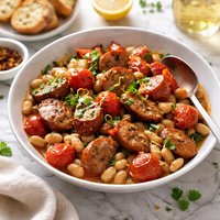 Kielbasa with Tomatoes and White Beans