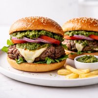 Killer Provolone Stuffed Pesto Burgers