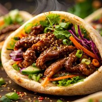 Korean Inspired Beef in Pita Wraps
