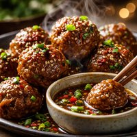 Korean Meatballs with Vinegar Dipping Sauce