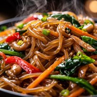 Korean Style Noodles with Vegetables Chap Chae