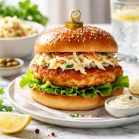 Kottlety Pozharskie Chicken Burger with Coleslaw