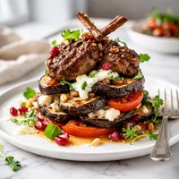 Lamb and Eggplant Aubergine Stack