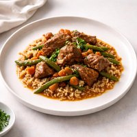 Lamb and Green Bean Stew with Spelt Farro