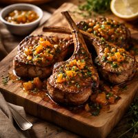 Lamb Chops with Apricot and Herb Sauce