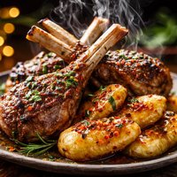 Lamb Chops with Deviled Bananas