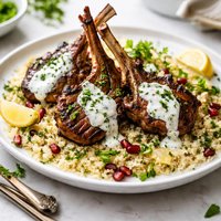 Lamb Chops with Herbed Yogurt Over Couscous