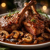 Lamb Chops with Mushroom Wine Sauce