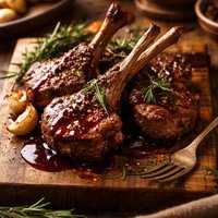 Lamb Chops with Rosemary and Port Wine Sauce