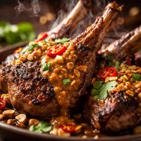 Lamb Chops with Spicy Peanut Sauce