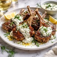 Lamb Chops with Yogurt Rosemary and Dill Sauce
