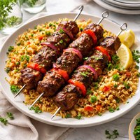 Lamb Kabobs with Bulgur Pilaf