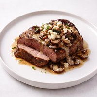 Lamb Leg Steak with Maple Chevre Shiitake Sauce