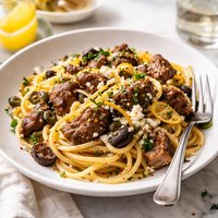 Lamb Lemon and Olive Pasta