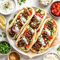 Lamb or Beef Kebab Pitas with Tzatziki