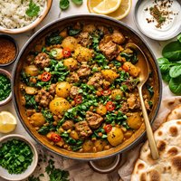 Lamb Potato Spinach Curry
