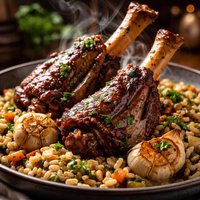 Lamb Shanks with Barley and Garlic