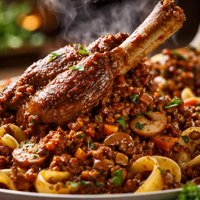 Lamb Shanks with Mushroom Bolognese