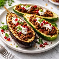 Lamb Stuffed Eggplant Aubergine or Zucchini