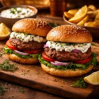 Lamburgers with Tzatziki Sauce