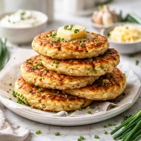 Lancashire Potato Cakes with Chives Garlic and Cheese