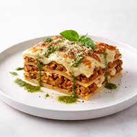 Lasagna with Pesto Bechamel and Turkey Bolognese