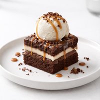 Layered Brownies White Chocolate Caramel Cacao Nib Gelato