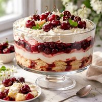Layered Cherries on a Cloud or Cherry Trifle