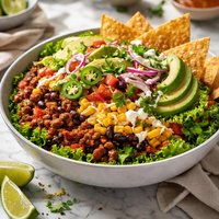 Layered Ragu Taco Salad with Crispy Tortilla Triangles Ragu