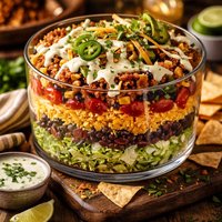 Layered Tex Mex Salad with Creamy Lime Dressing