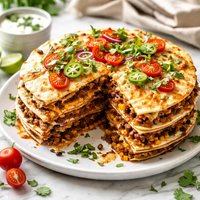 Layered Tortilla Bean Tomato and Cheese Pie Light