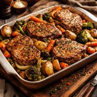 Lazy Vegetable Pork Chop Bake