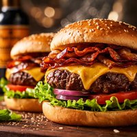 Lea Perrins Bacon and Cheese Burgers