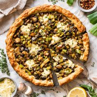 Leek Mushroom and Mozzarella Pie