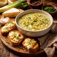 Leek Soup with Brie Toasts